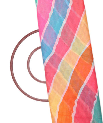 red colour lehariya print kota doria fabric